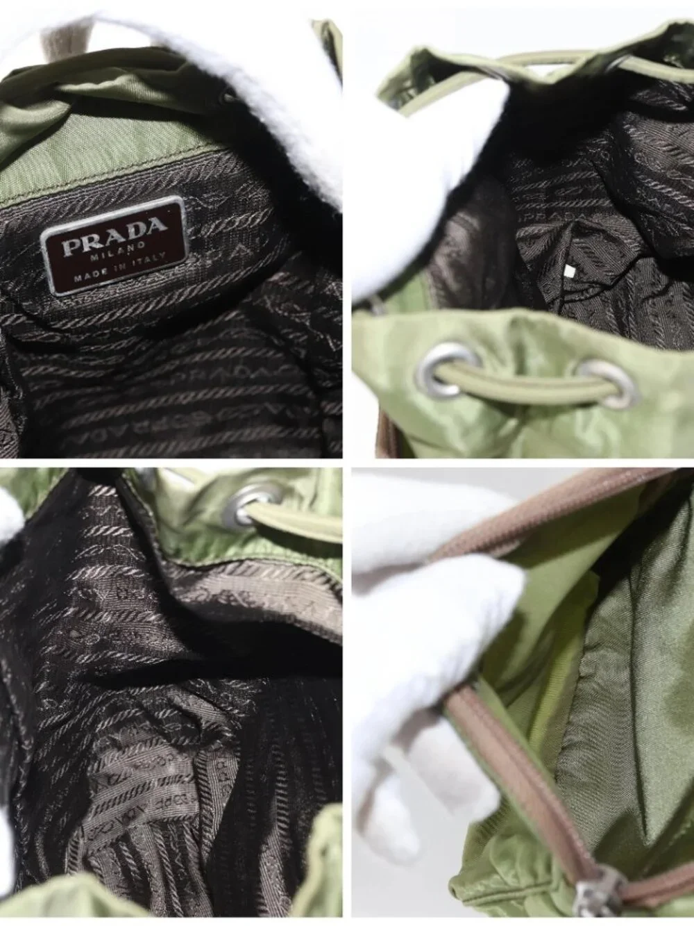 PRADA Backpack Nylon Green Silver